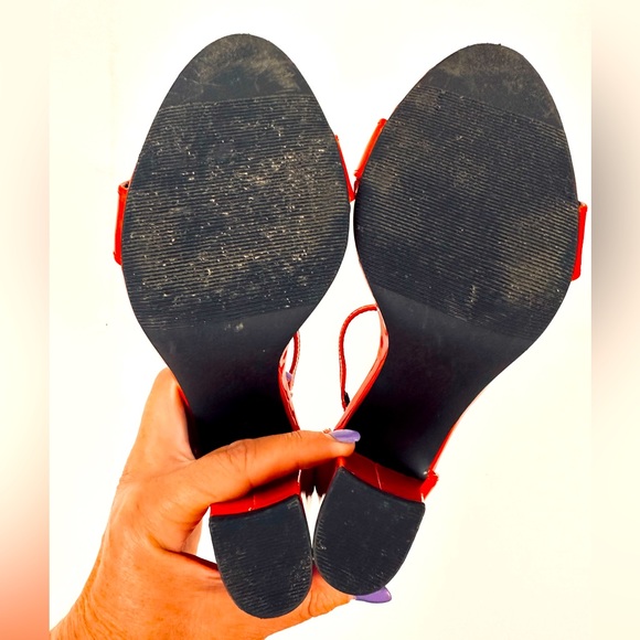 MADDEN GIRL Beella Red Patent PU 3.5”Block Heel Round Toe Strappy 5M - Picture 6 of 7